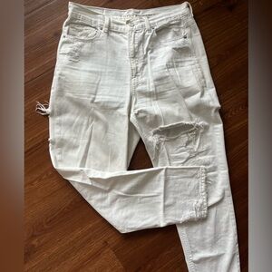 American Eagle Outfitters White Distressed Boyfriend Jeans